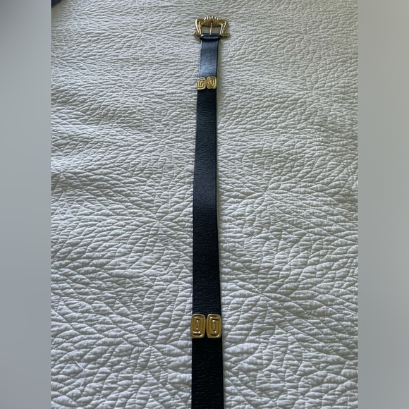 Vintage Gold Buckle Black Genuine Leather Made in Canada Size 32 - Picture 8 of 8